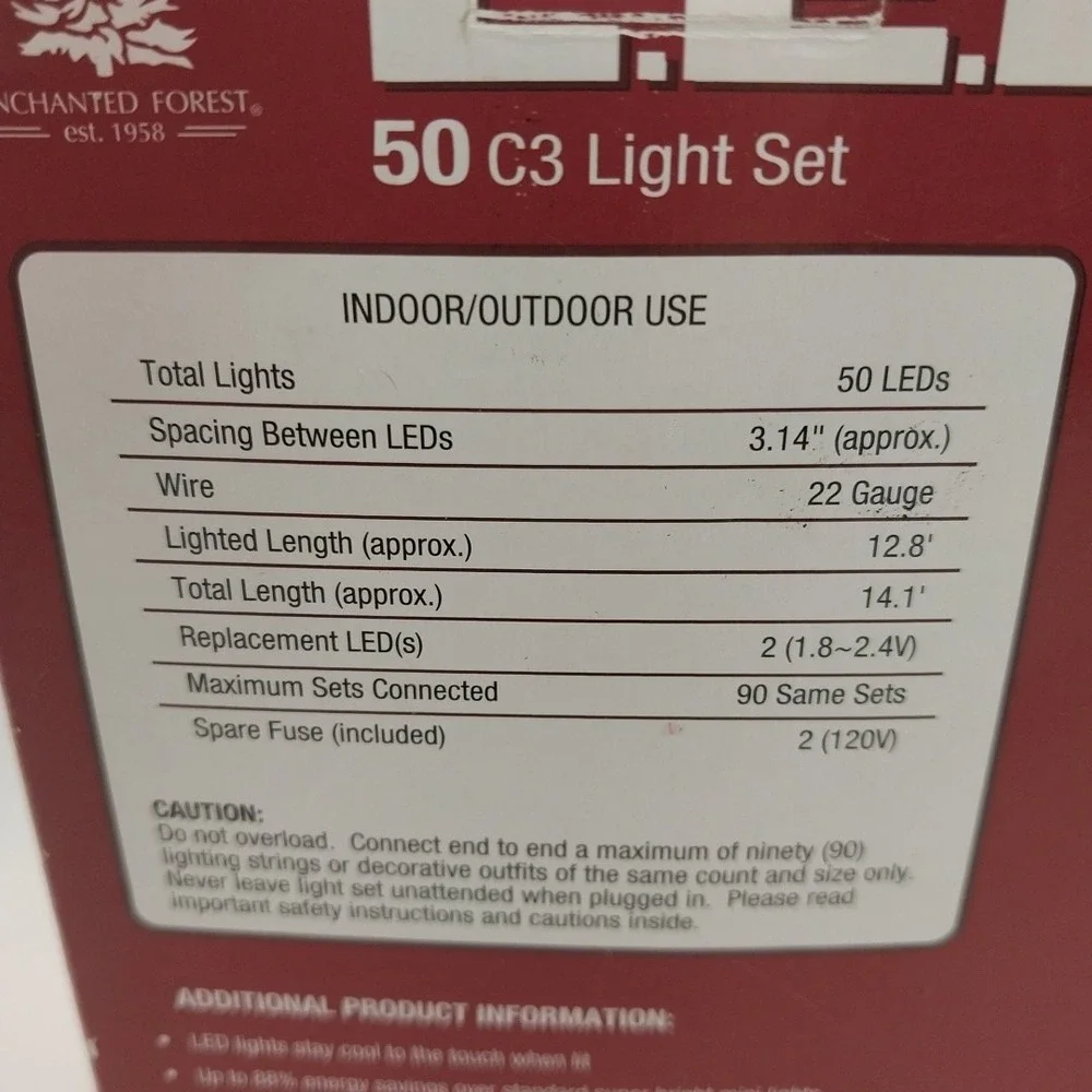TESTED Enchanted Forest 50 LED C3 Light Set Multi Color Cool Touch Energy Smart
